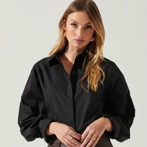 ASTR The Label Sienna Cutout Button Up Top Black